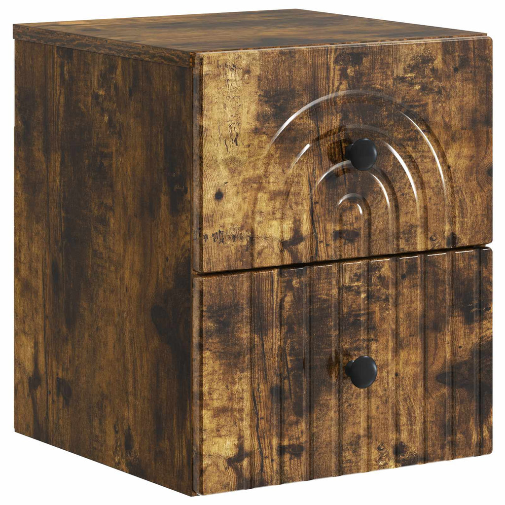 Wandmontierter Nachttisch 2 pcs Geräucherte Eiche Holzwerkstoff