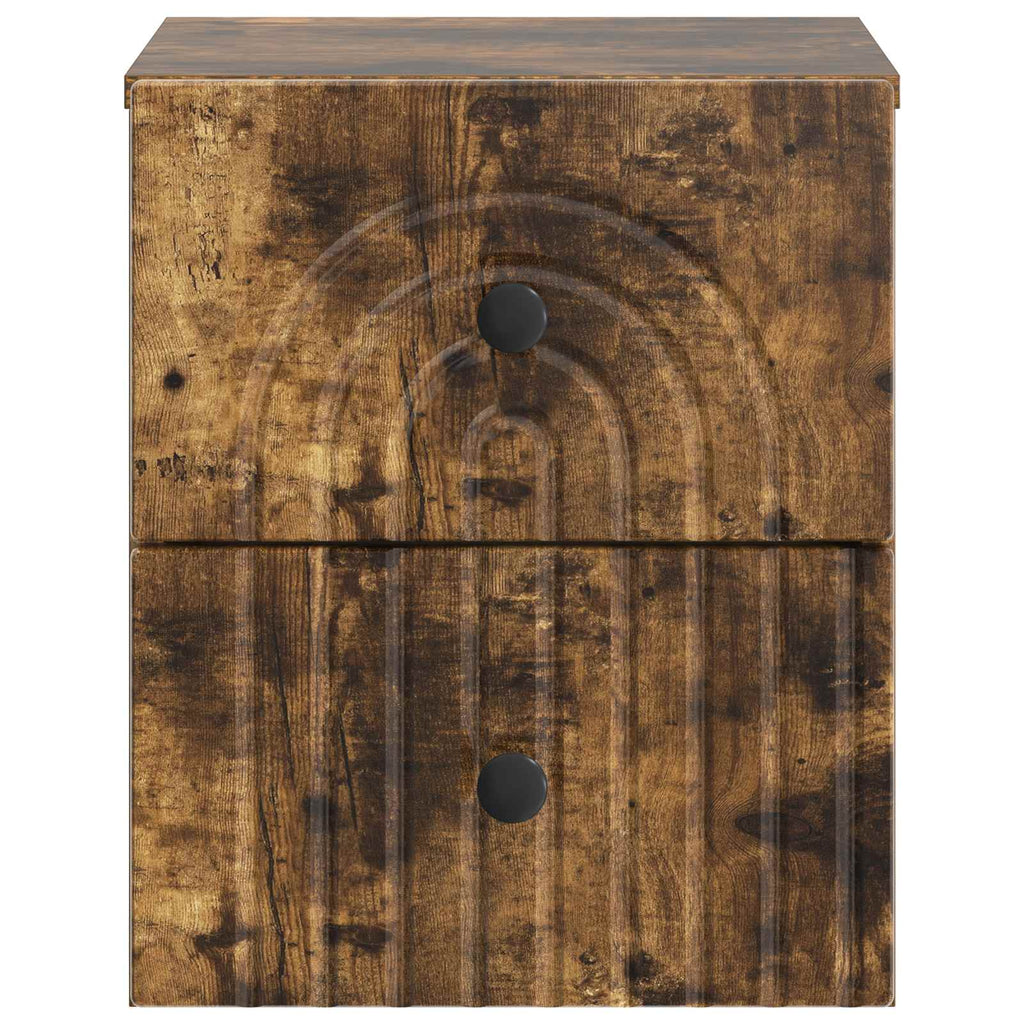 Wandmontierter Nachttisch 2 pcs Geräucherte Eiche Holzwerkstoff