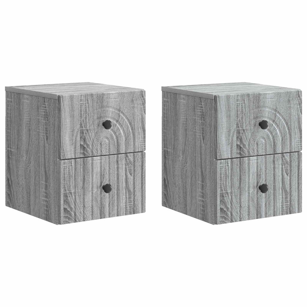 Wandmontierter Nachttisch 2 pcs Graues Sonoma 33 x 34,5 x 40 cm