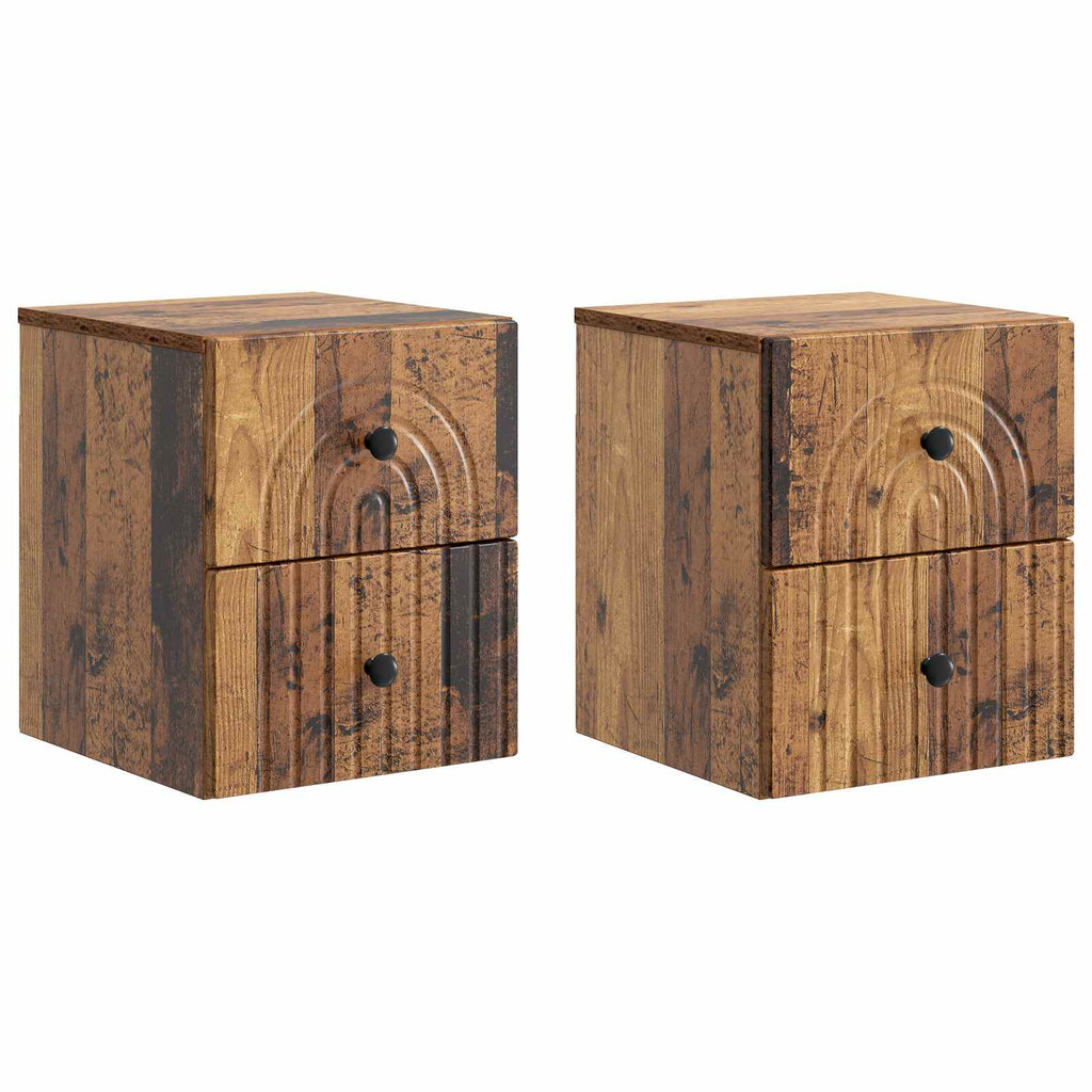 Wandmontierter Nachttisch 2 pcs Altholz 33 x 34,5 x 40 cm