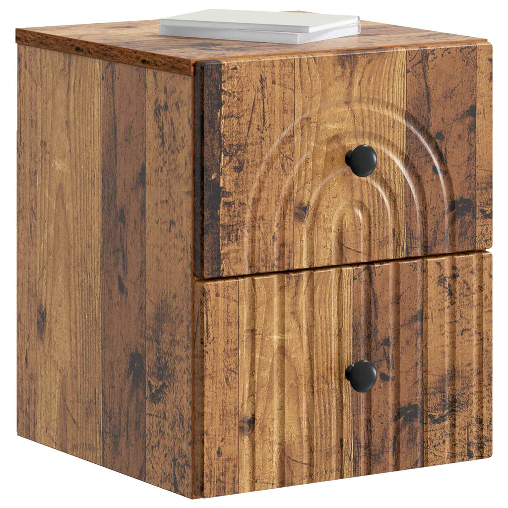 Wandmontierter Nachttisch 2 pcs Altholz 33 x 34,5 x 40 cm