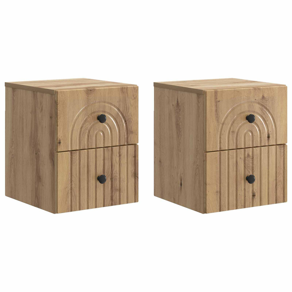 Wandmontierter Nachttisch 2 pcs Artisan-Eiche 33 x 34,5 x 40 cm