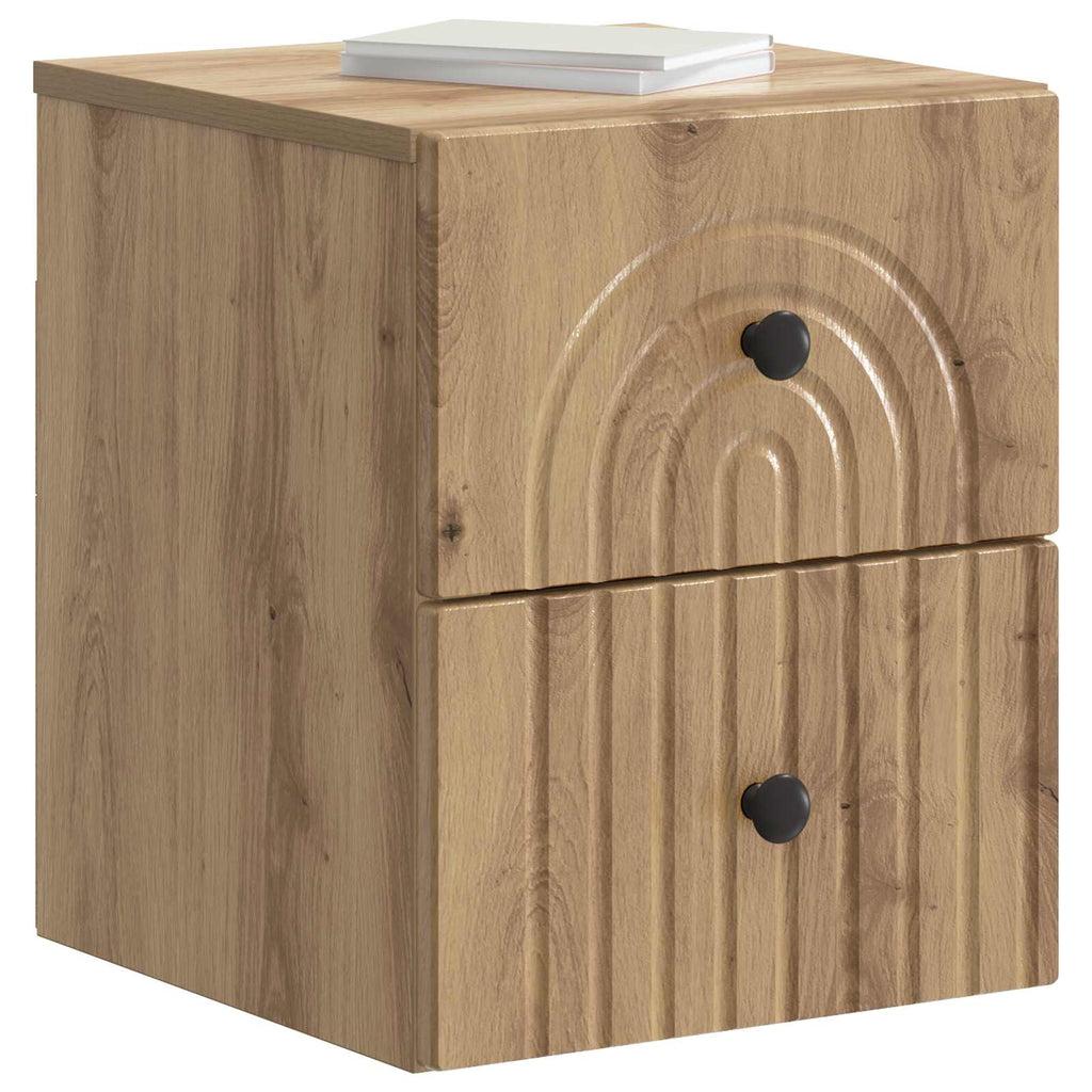 Wandmontierter Nachttisch 2 pcs Artisan-Eiche 33 x 34,5 x 40 cm