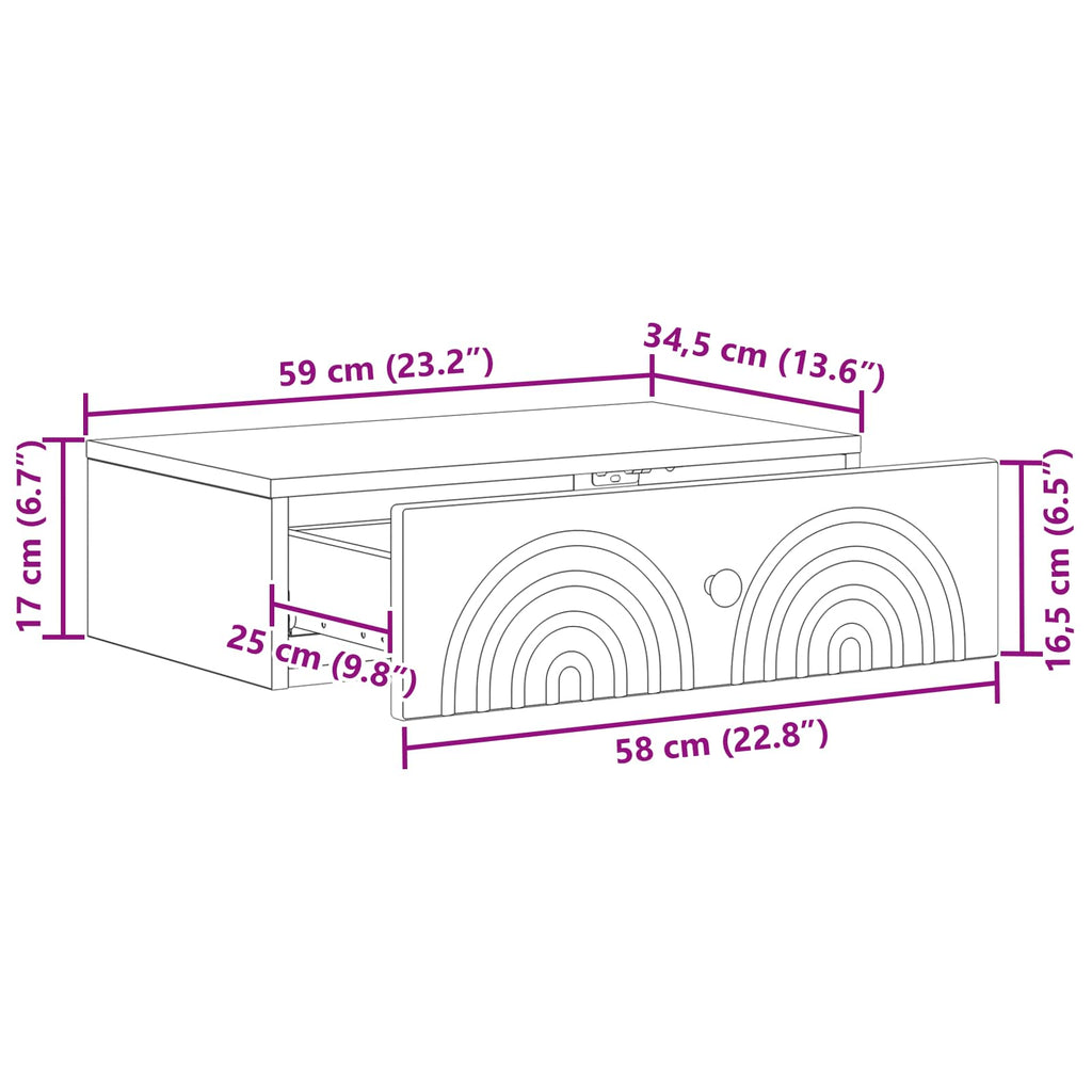 Wandmontierter Beistelltisch Altholz 59 x 34,5 x 17 cm