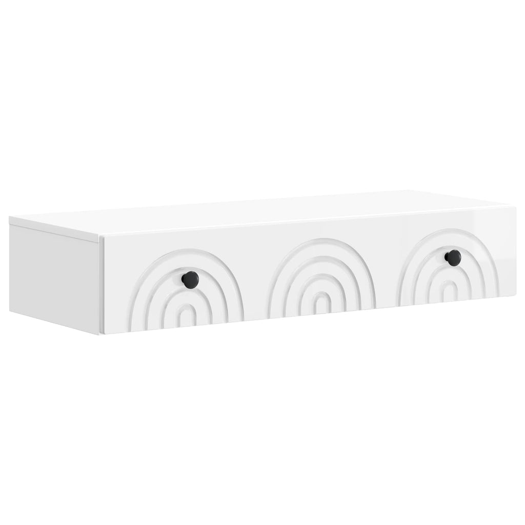 Wandmontierter Beistelltisch Hochglanz Weiß 87,5 x 34,5 x 17 cm