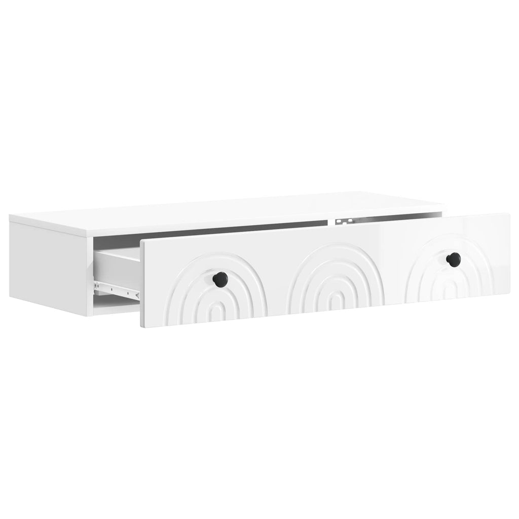 Wandmontierter Beistelltisch Hochglanz Weiß 87,5 x 34,5 x 17 cm