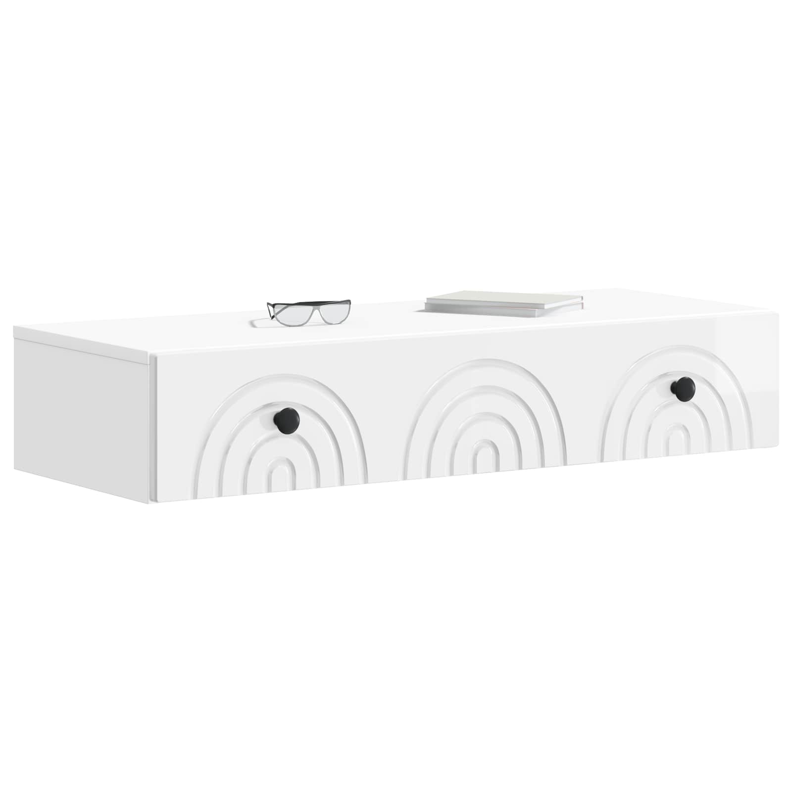 Wandmontierter Beistelltisch Hochglanz Weiß 87,5 x 34,5 x 17 cm