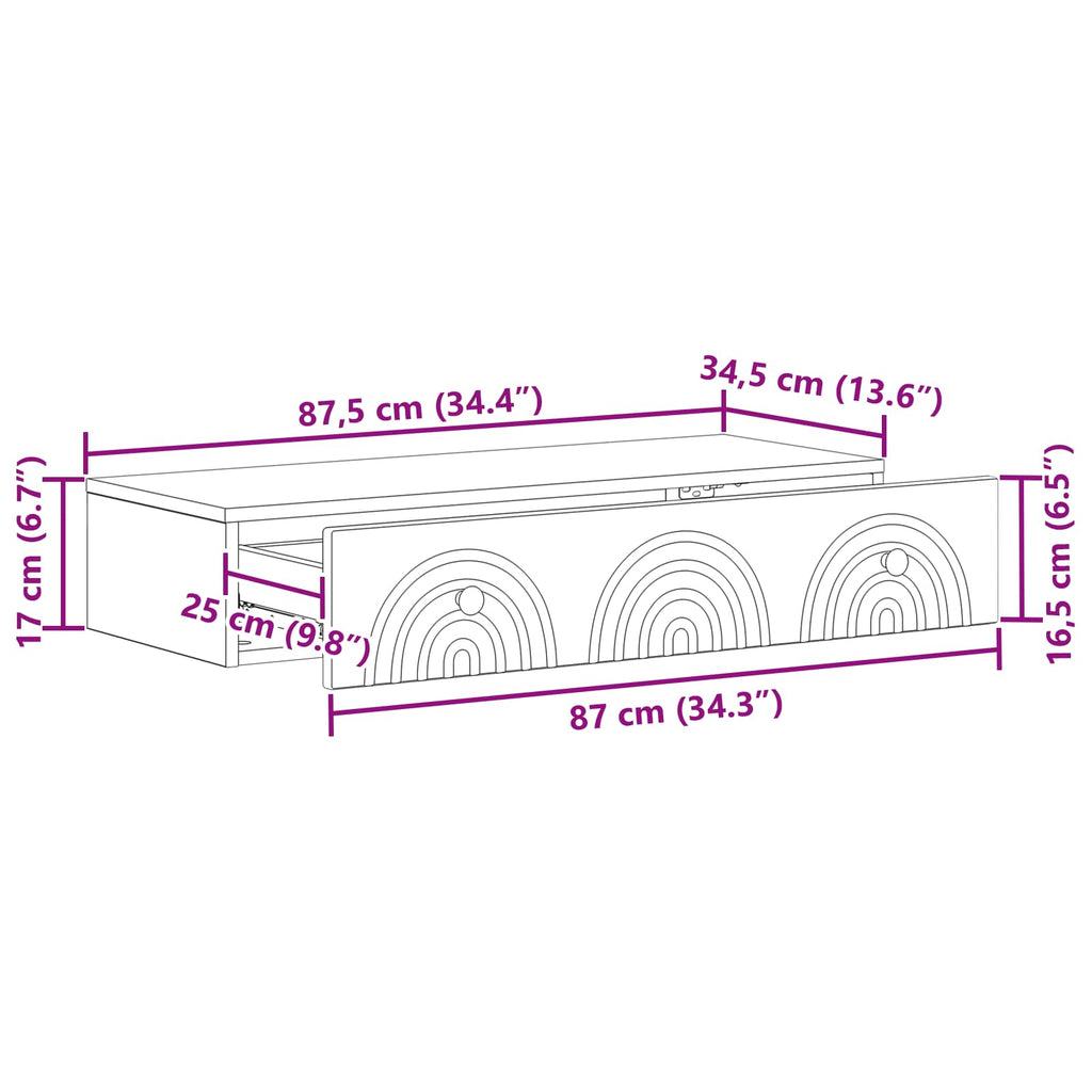 Wandmontierter Beistelltisch Altholz 87,5 x 34,5 x 17 cm