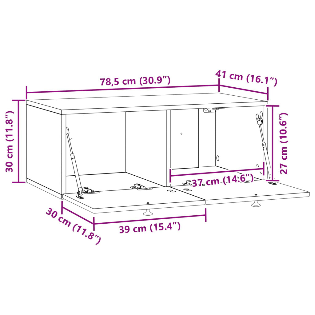 Wandmontierter TV-Schrank Altholz 78,5 x 41 x 30 cm