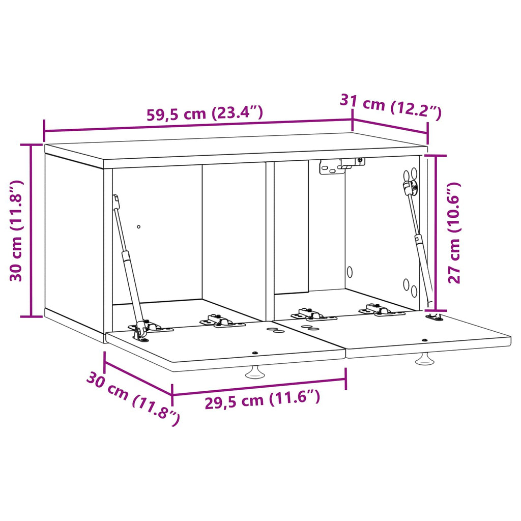 Wandmontierter TV-Schrank Schwarz 59,5 x 31 x 30 cm