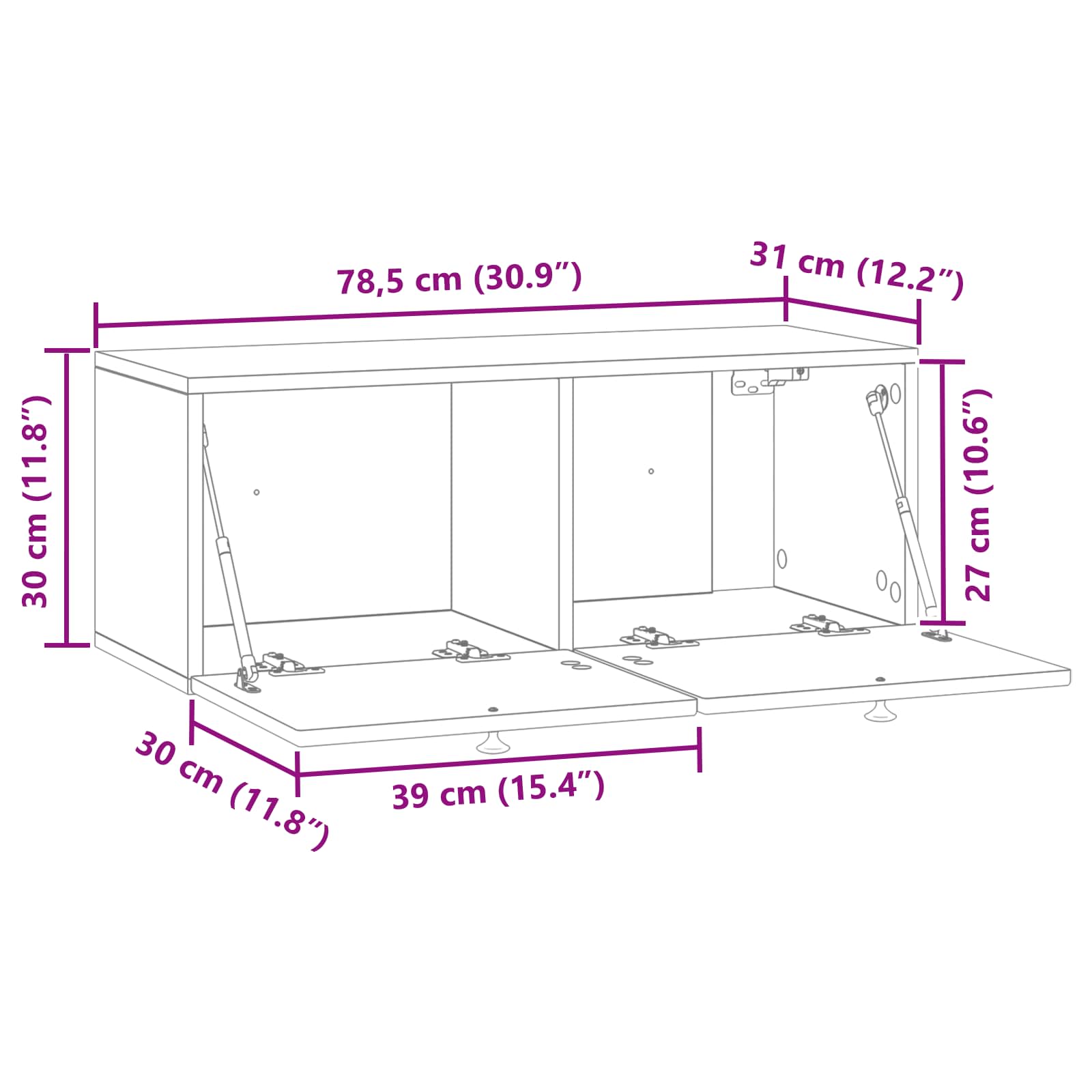 Wandmontierter TV-Schrank Schwarz 78,5 x 31 x 30 cm