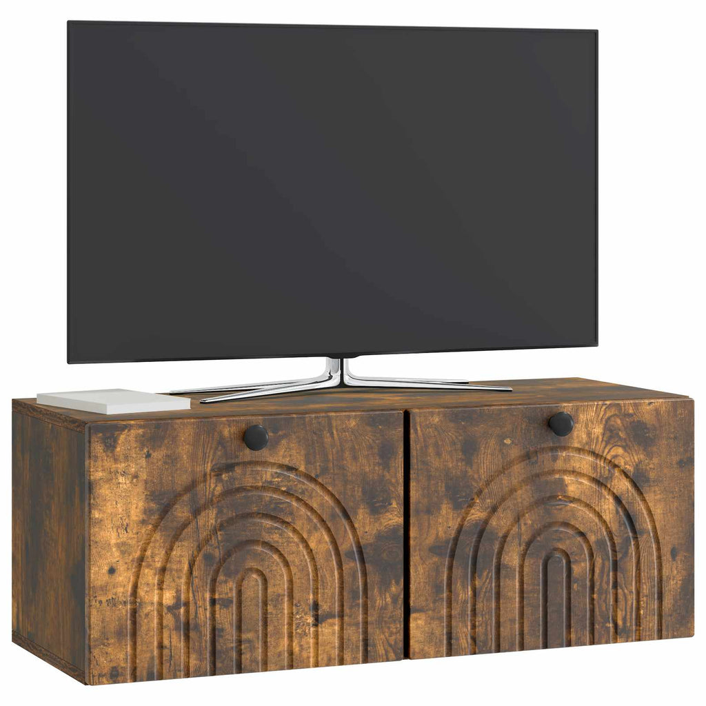 Wandmontierter TV-Schrank Geräucherte Eiche 78,5 x 31 x 30 cm