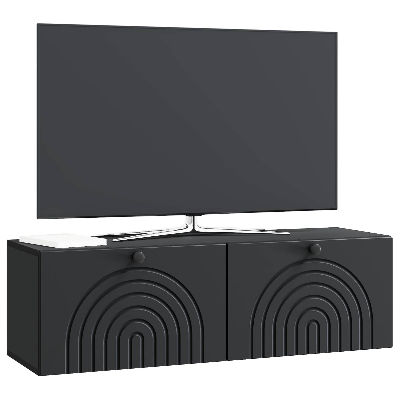 Wandmontierter TV-Schrank Schwarz 98 x 31 x 30 cm Holzwerkstoff