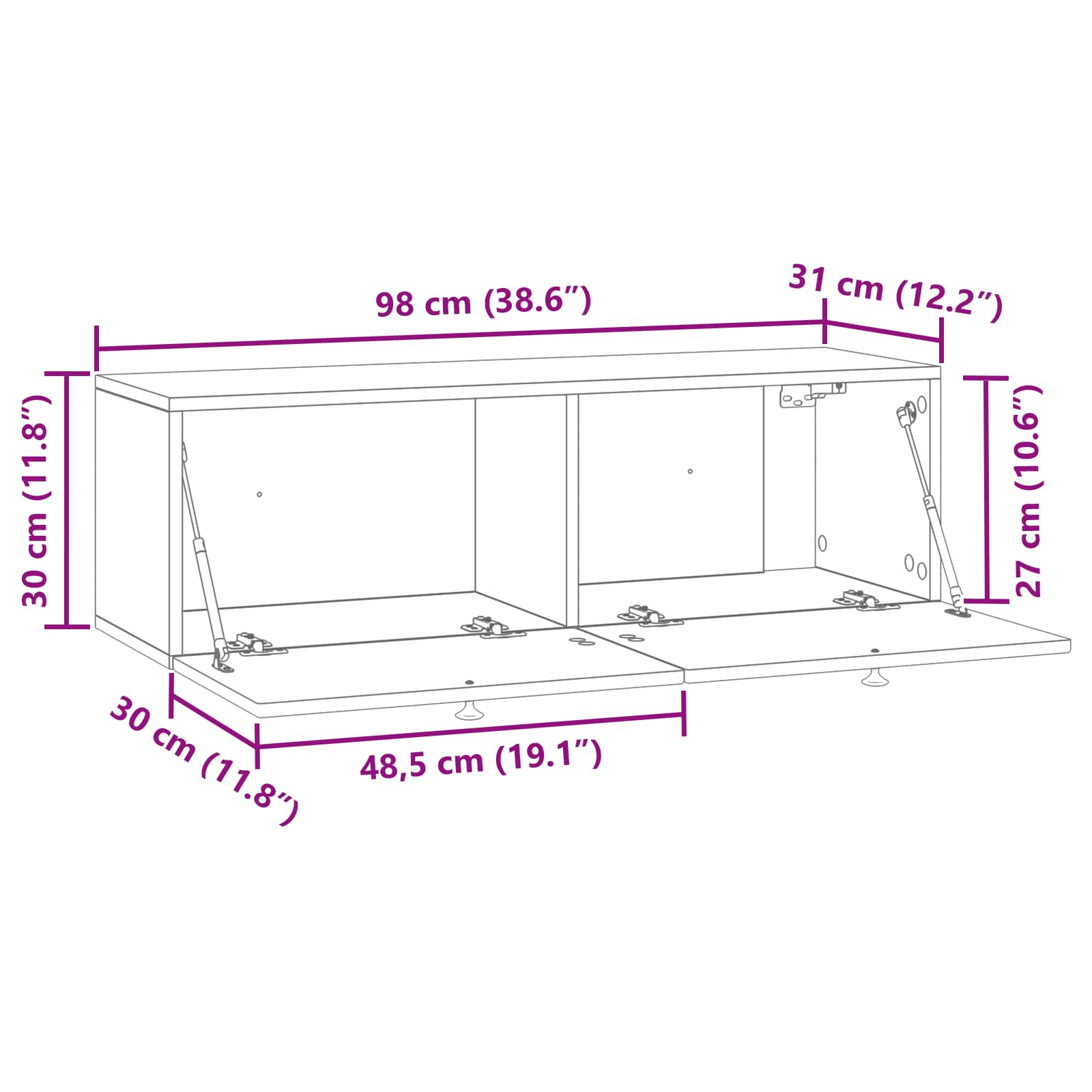 Wandmontierter TV-Schrank Artisan-Eiche 98 x 31 x 30 cm