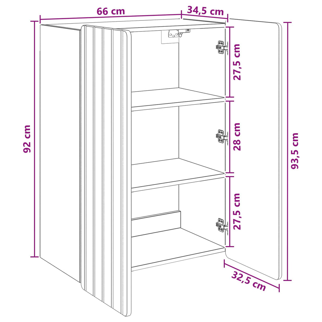 Wandschrank Artisan-Eiche 66 x 34,5 x 92 cm Holzwerkstoff