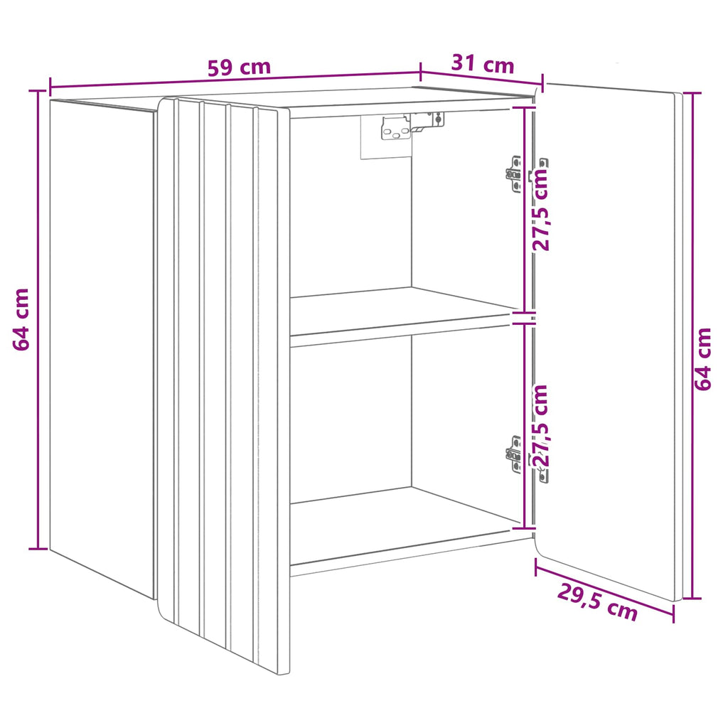 Wandschrank Schwarz 59 x 31 x 64 cm Holzwerkstoff