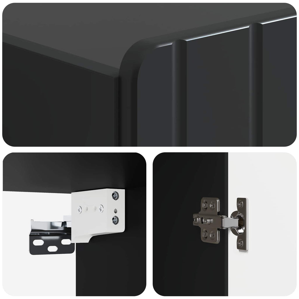 Wandschrank Schwarz 33 x 34,5 x 94 cm Holzwerkstoff