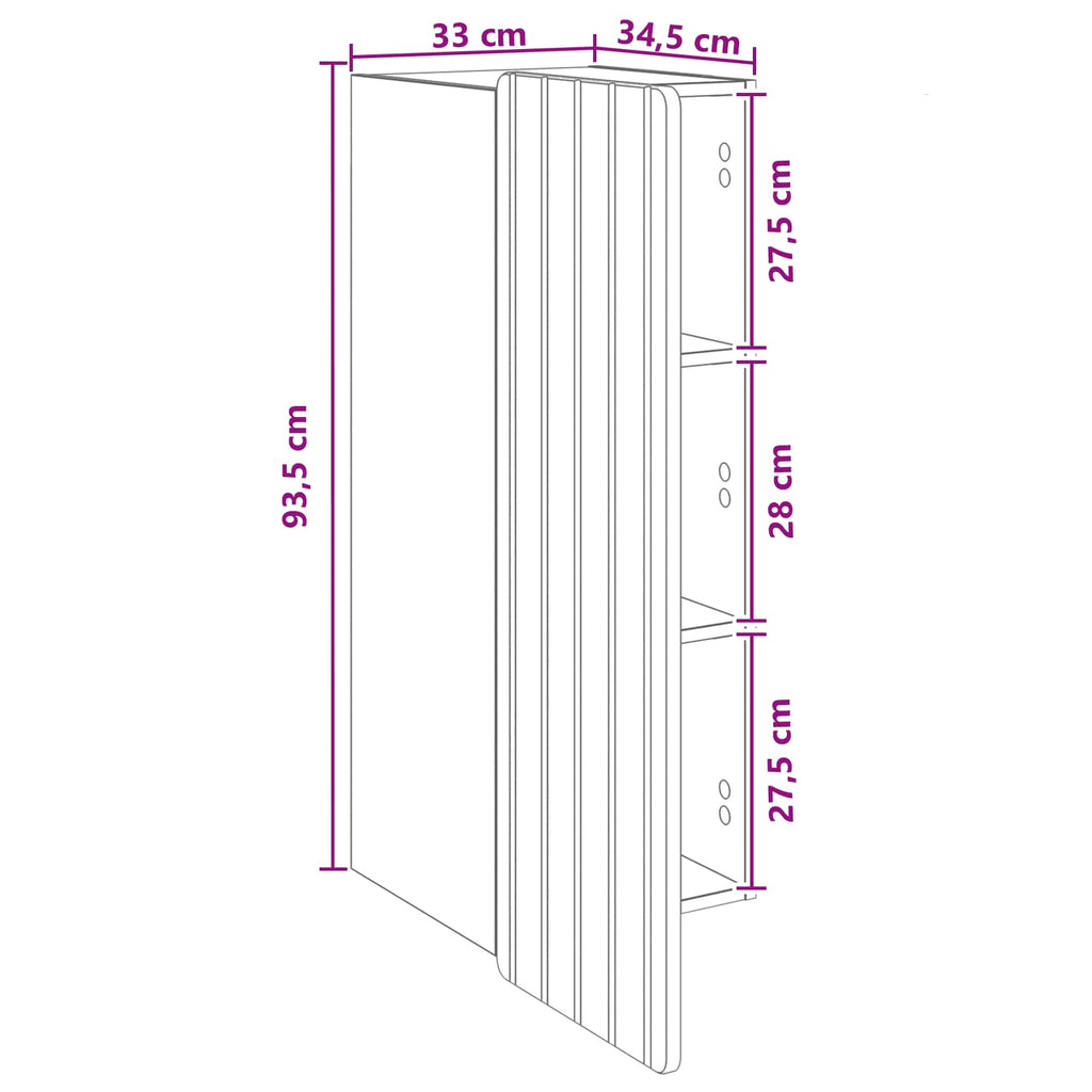 Wandschrank Altholz 33 x 34,5 x 94 cm Holzwerkstoff