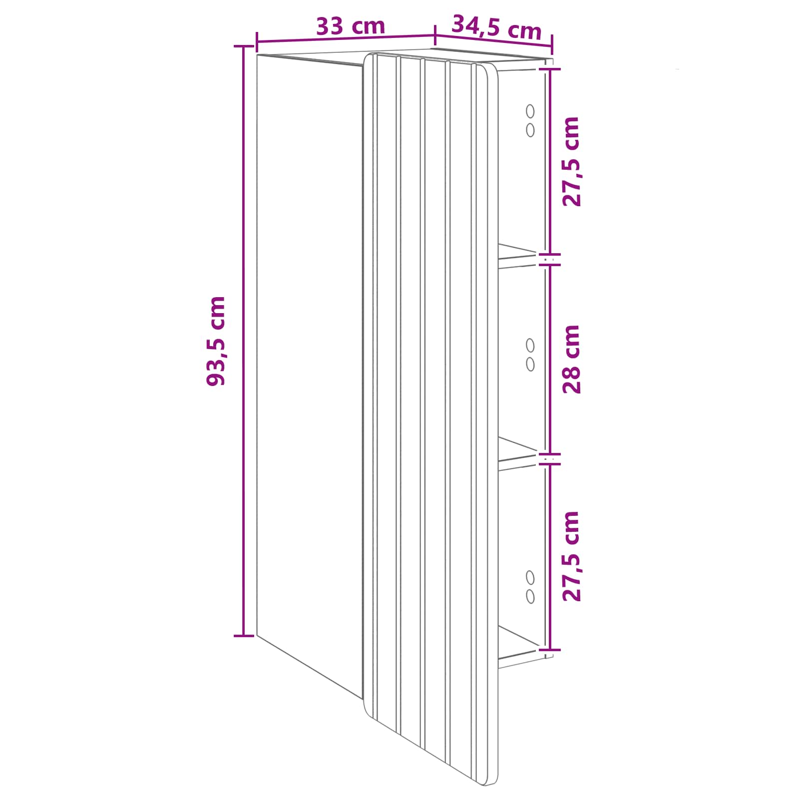 Wandschrank Artisan-Eiche 33 x 34,5 x 94 cm Holzwerkstoff