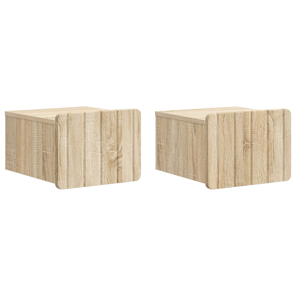Wandmontierter Nachttisch 2 pcs Sonoma-Eiche 33 x 34,5 x 24 cm