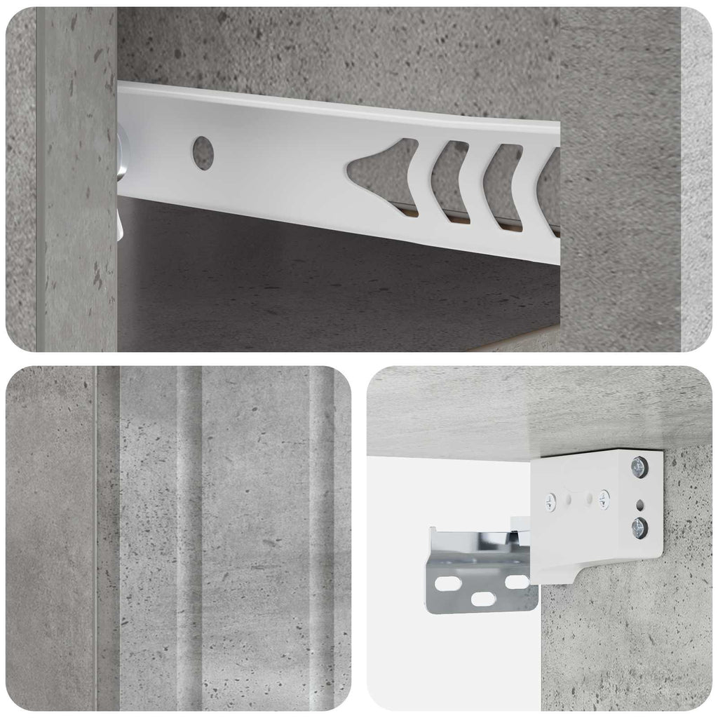 Wandmontierter Nachttisch 2 pcs Betongrau 33 x 34,5 x 24 cm