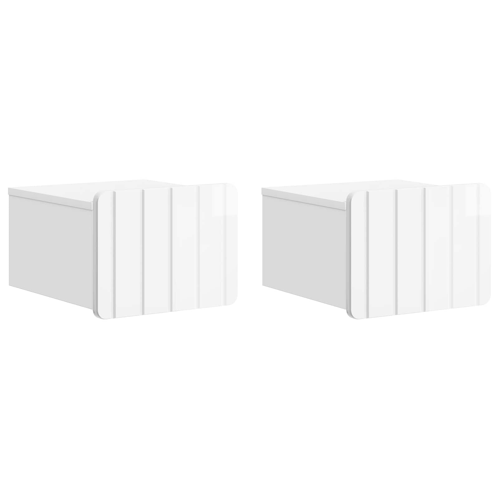 Wandmontierter Nachttisch 2 pcs Hochglanz Weiß Holzwerkstoff