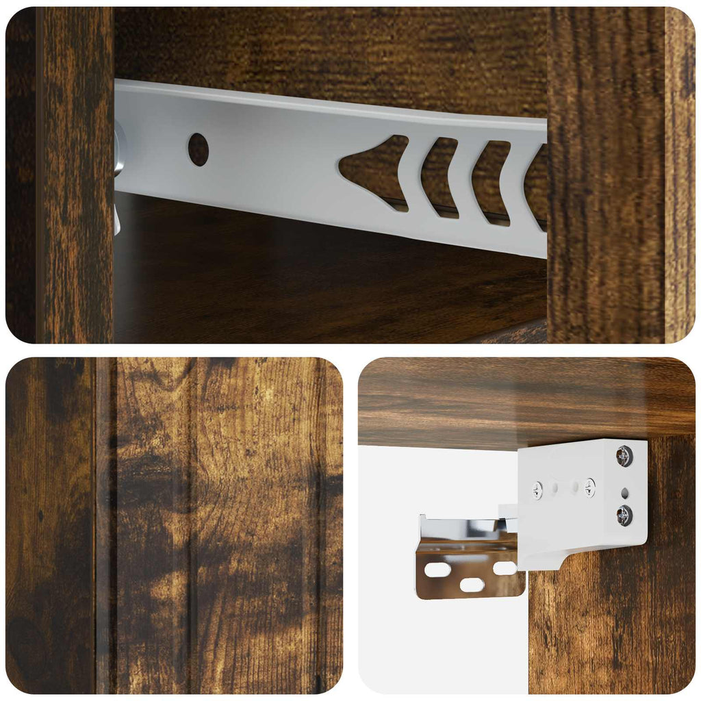 Wandmontierter Nachttisch 2 pcs Geräucherte Eiche Holzwerkstoff
