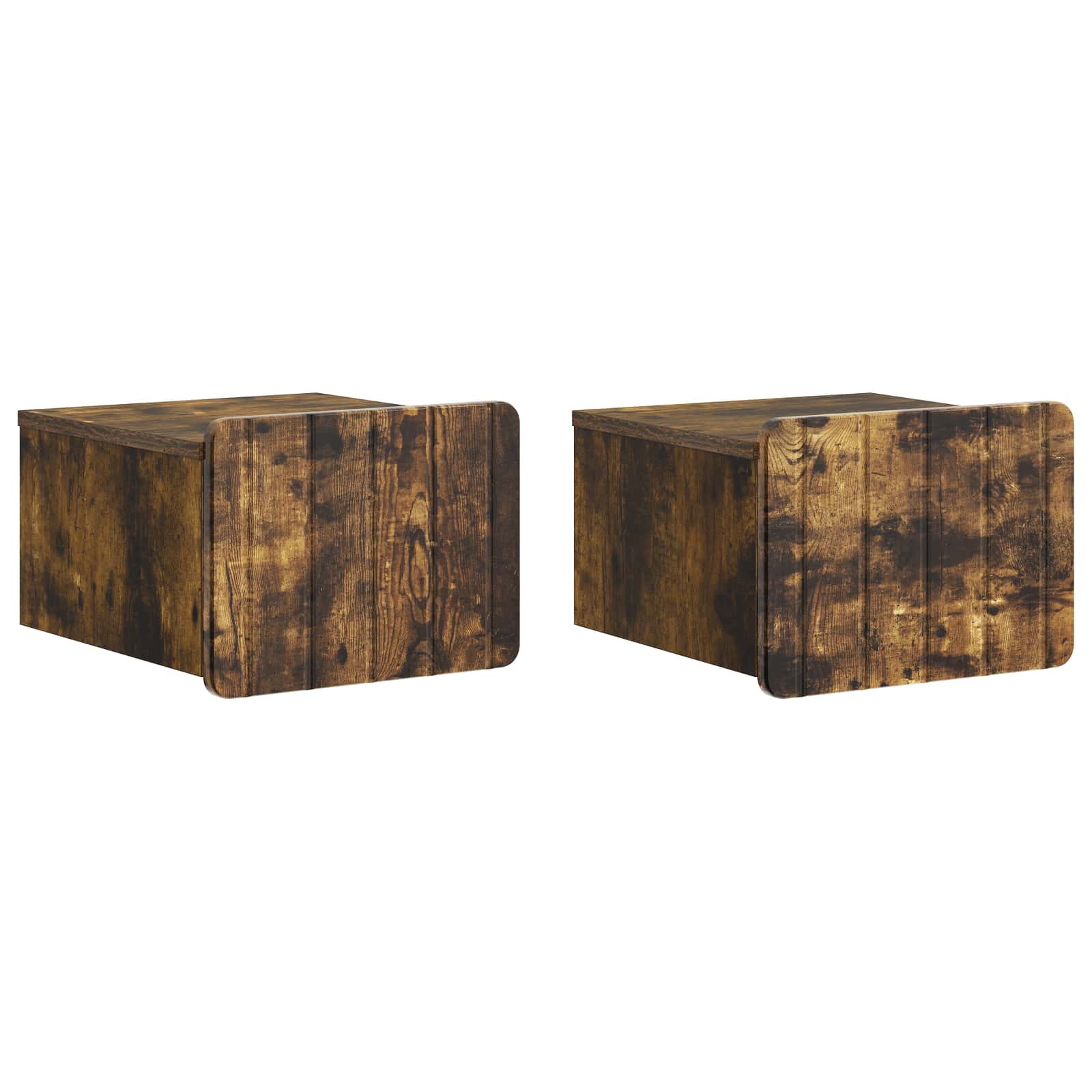 Wandmontierter Nachttisch 2 pcs Geräucherte Eiche Holzwerkstoff