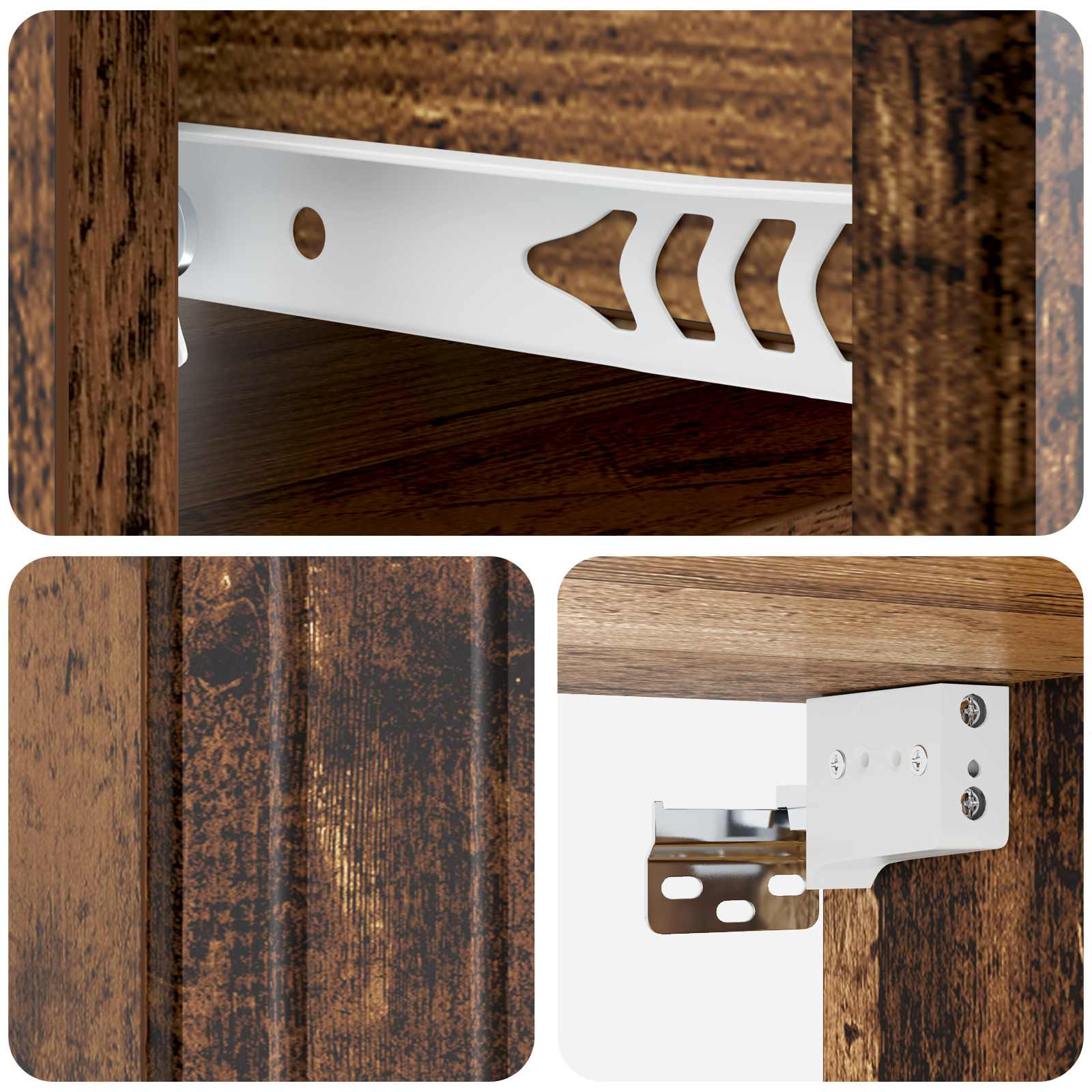 Wandmontierter Nachttisch Altholz 33 x 34,5 x 24 cm