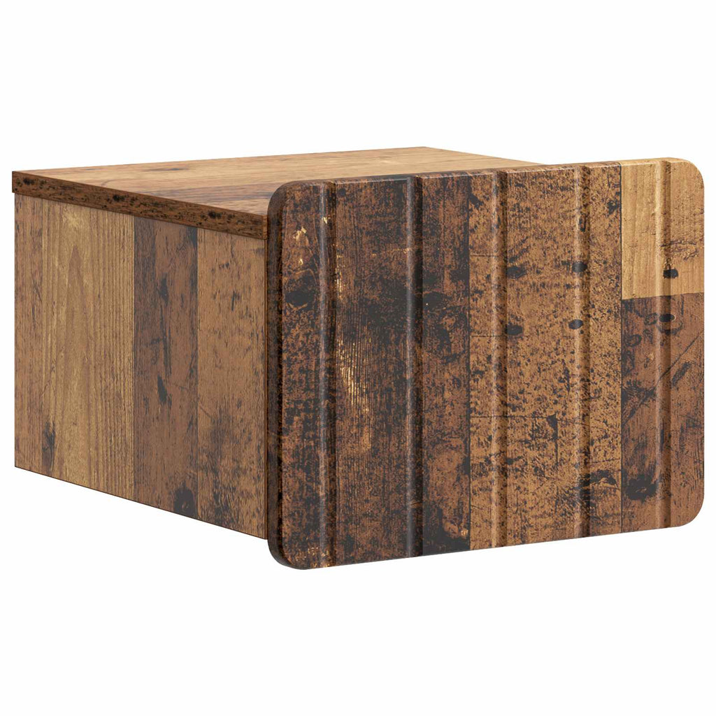Wandmontierter Nachttisch Altholz 33 x 34,5 x 24 cm