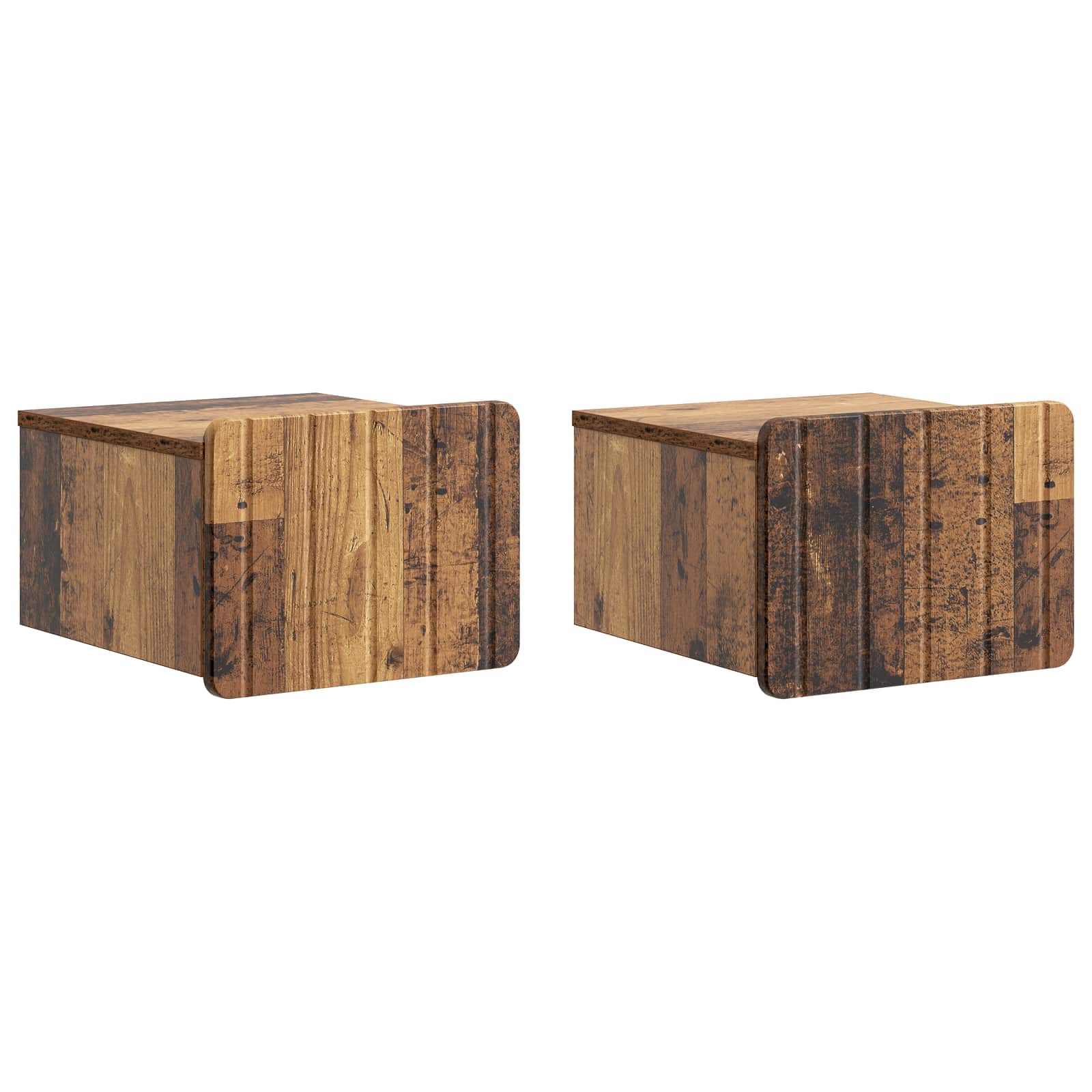 Wandmontierter Nachttisch 2 pcs Altholz 33 x 34,5 x 24 cm