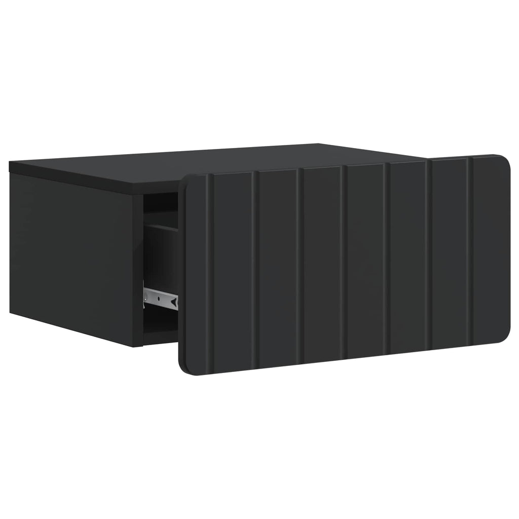 Wandmontierter Nachttisch Schwarz 49 x 34,5 x 24 cm