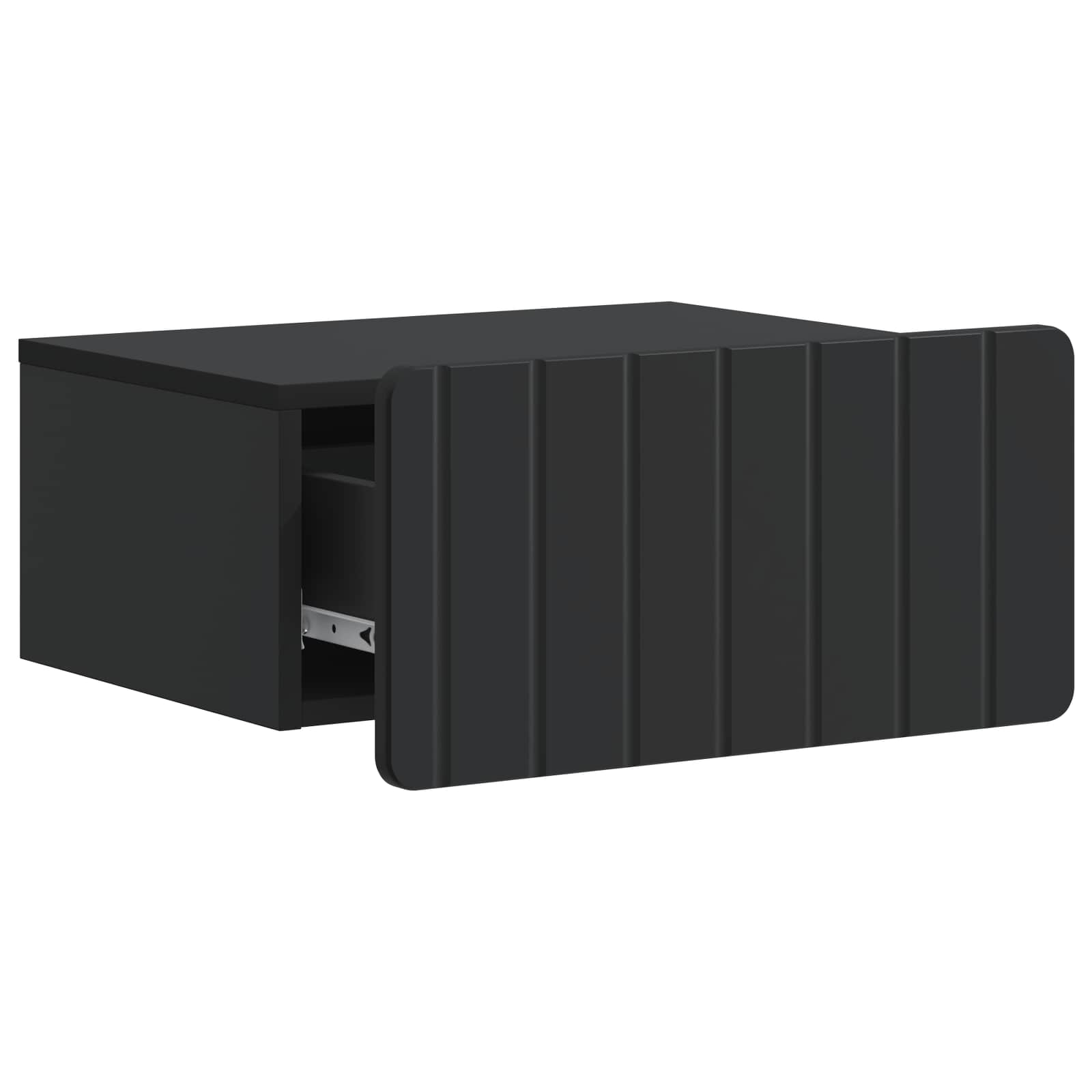 Wandmontierter Nachttisch Schwarz 49 x 34,5 x 24 cm