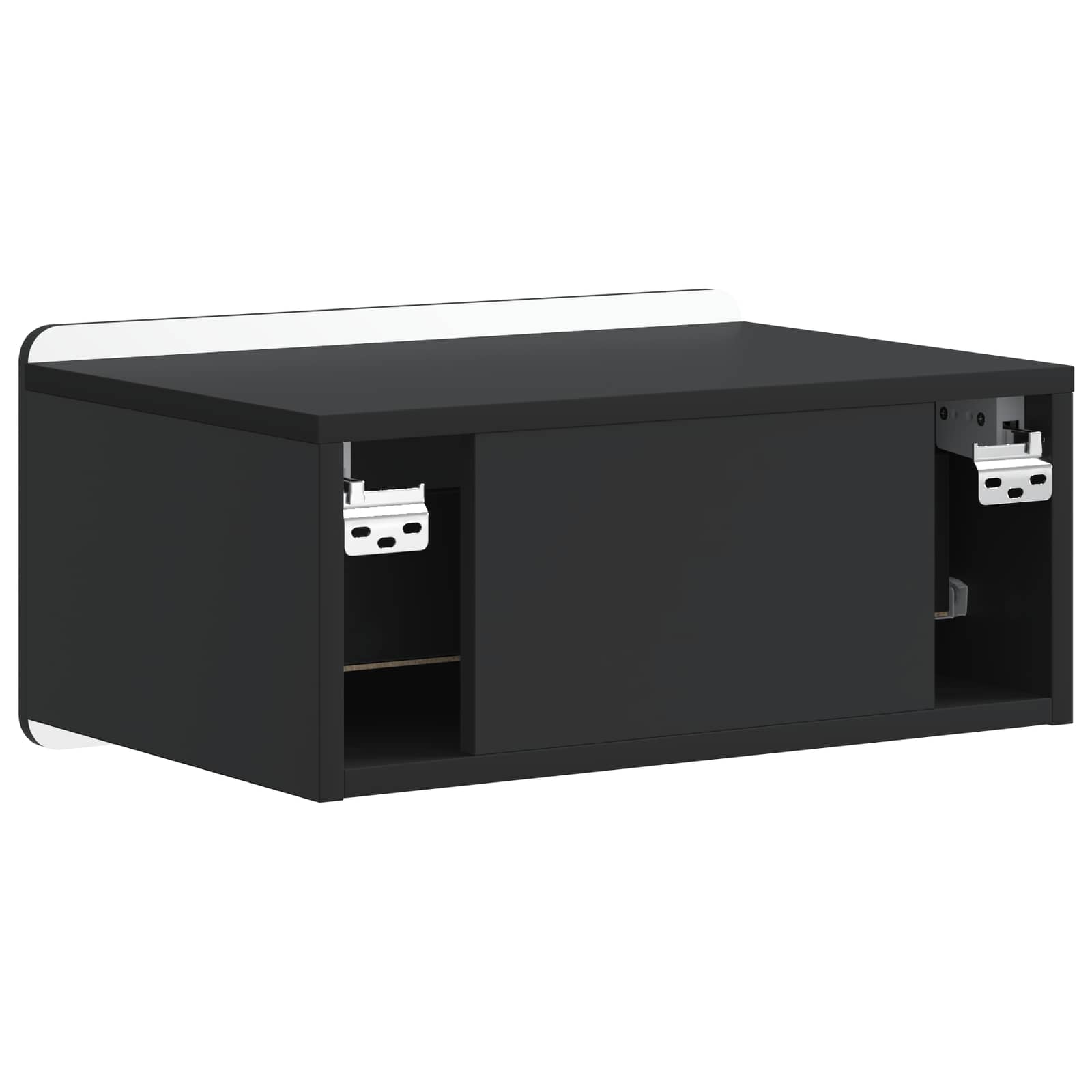 Wandmontierter Nachttisch Schwarz 49 x 34,5 x 24 cm