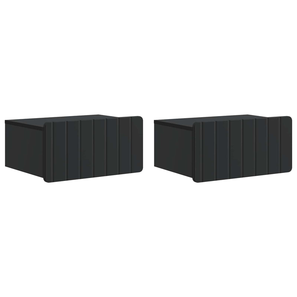 Wandmontierter Nachttisch 2 pcs Schwarz 49 x 34,5 x 24 cm