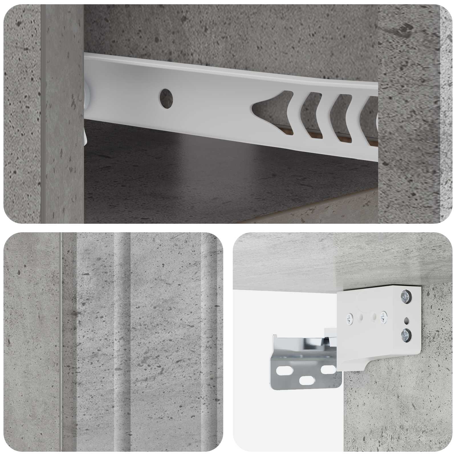 Wandmontierter Nachttisch 2 pcs Betongrau 49 x 34,5 x 24 cm