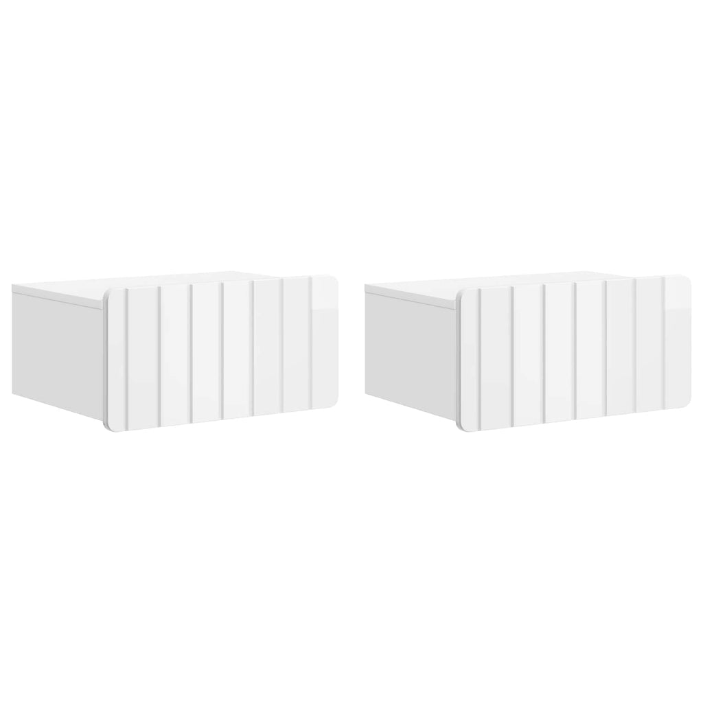 Wandmontierter Nachttisch 2 pcs Hochglanz Weiß Holzwerkstoff