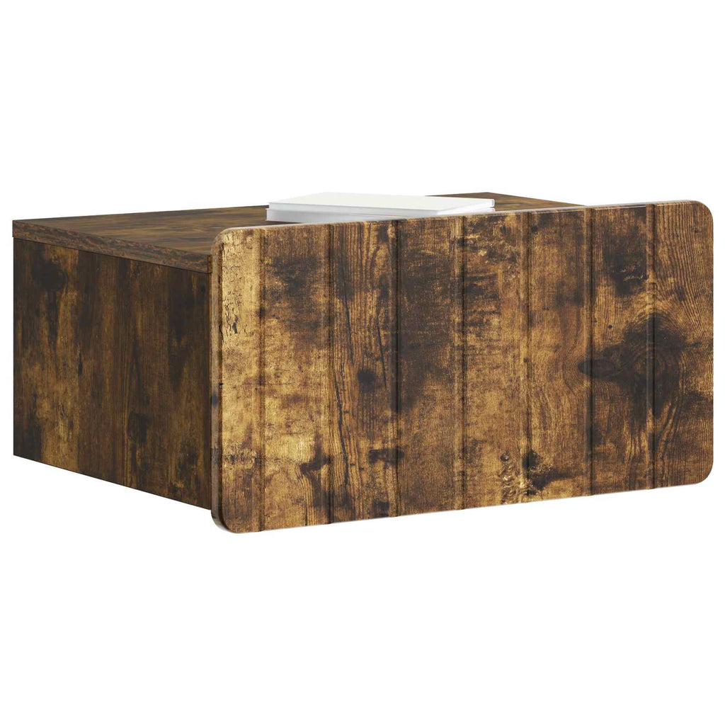 Wandmontierter Nachttisch 2 pcs Geräucherte Eiche Holzwerkstoff