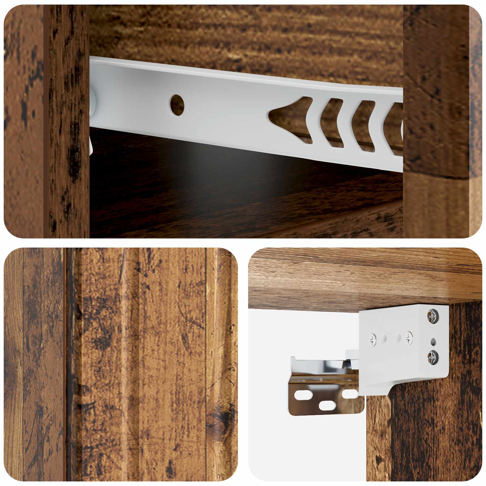 Wandmontierter Nachttisch Altholz 49 x 34,5 x 24 cm