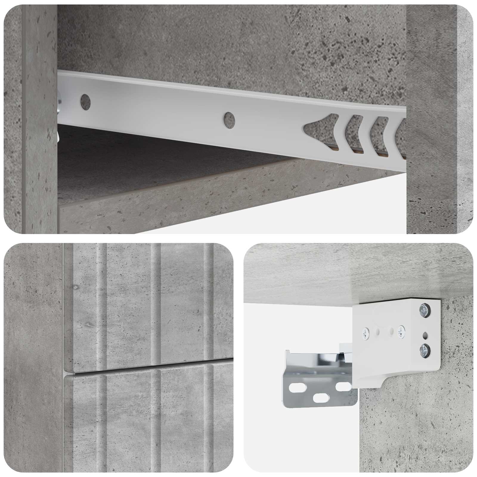 Wandmontierter Nachttisch Betongrau 33 x 34,5 x 43 cm
