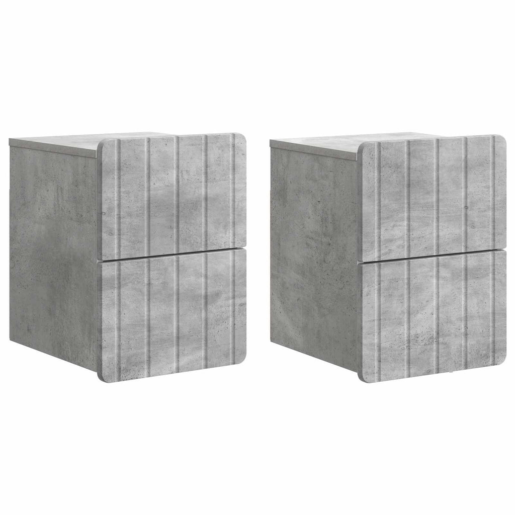 Wandmontierter Nachttisch 2 pcs Betongrau 33 x 34,5 x 43 cm