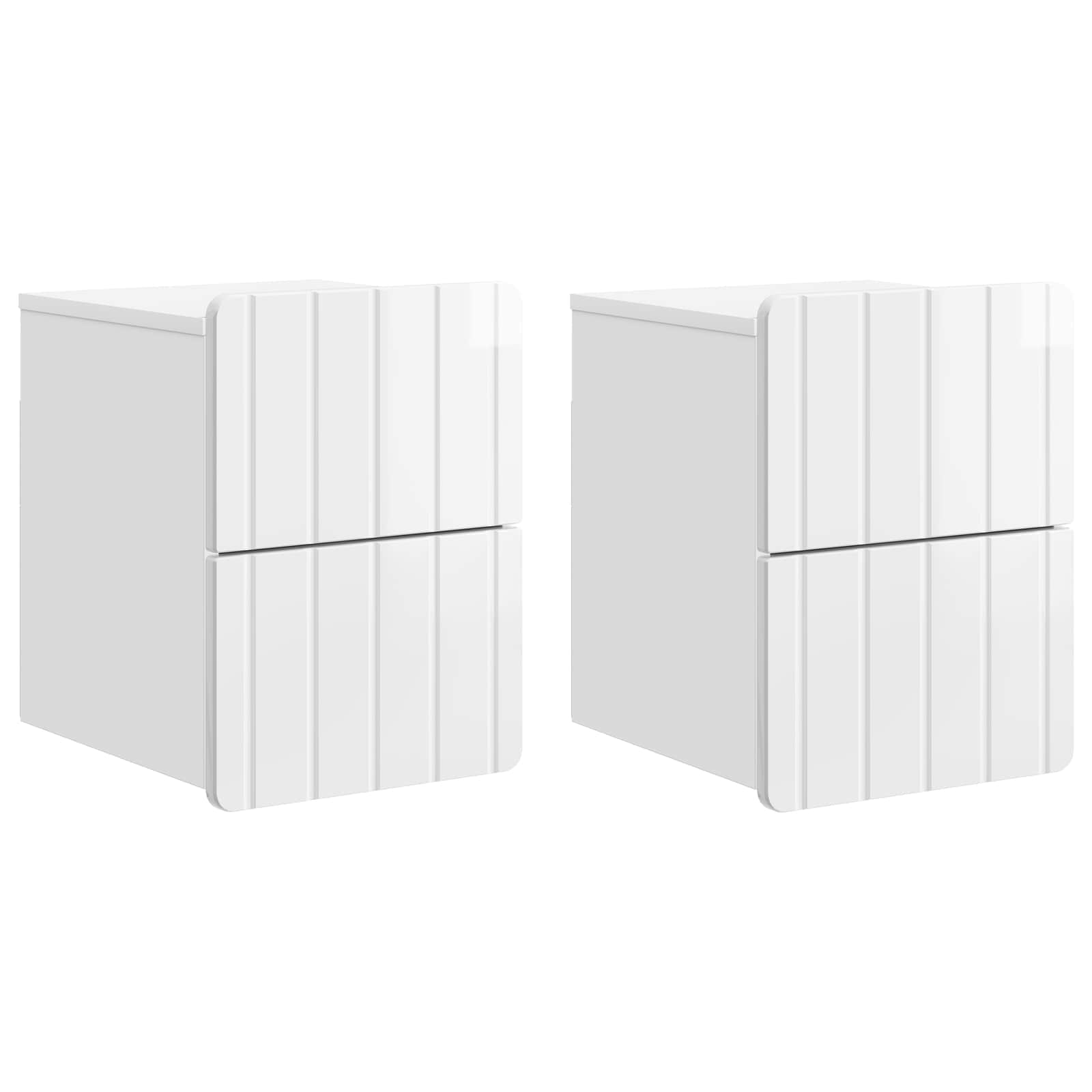 Wandmontierter Nachttisch 2 pcs Hochglanz Weiß Holzwerkstoff