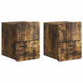 Wandmontierter Nachttisch 2 pcs Geräucherte Eiche Holzwerkstoff