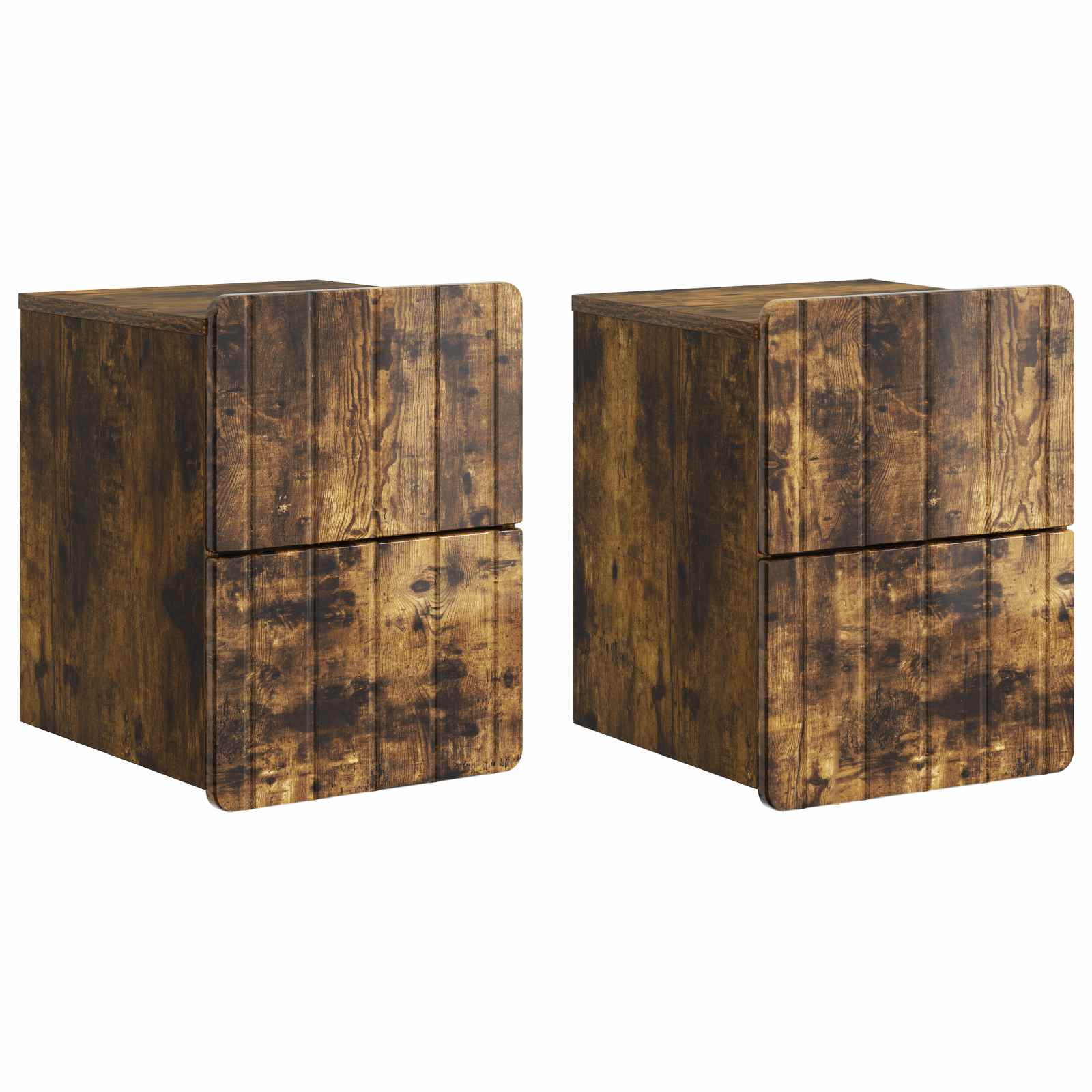 Wandmontierter Nachttisch 2 pcs Geräucherte Eiche Holzwerkstoff