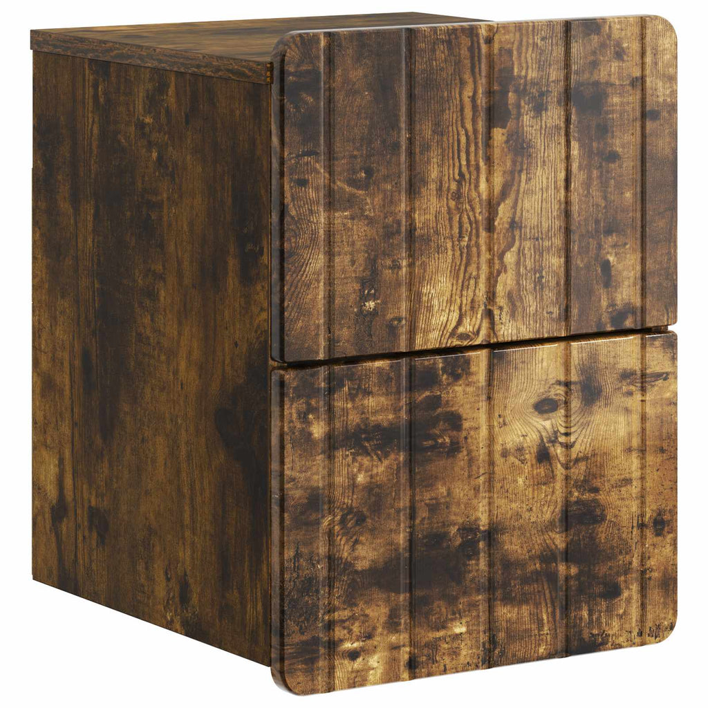 Wandmontierter Nachttisch 2 pcs Geräucherte Eiche Holzwerkstoff