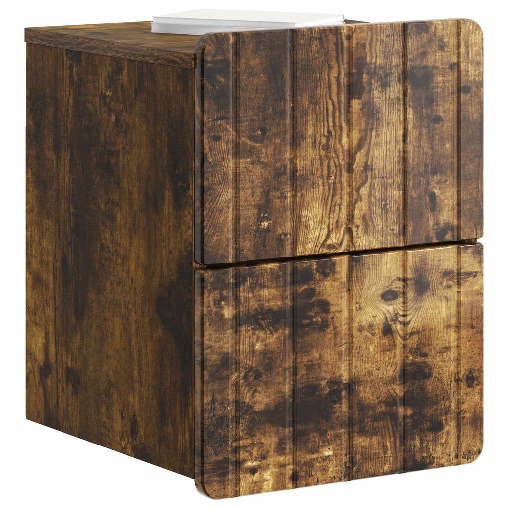 Wandmontierter Nachttisch 2 pcs Geräucherte Eiche Holzwerkstoff