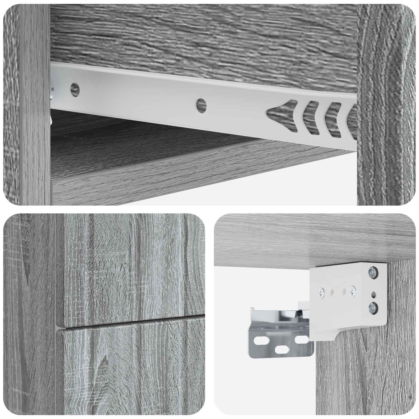 Wandmontierter Nachttisch 2 pcs Graues Sonoma 33 x 34,5 x 43 cm
