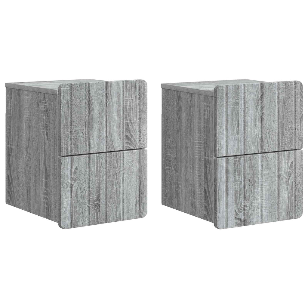 Wandmontierter Nachttisch 2 pcs Graues Sonoma 33 x 34,5 x 43 cm