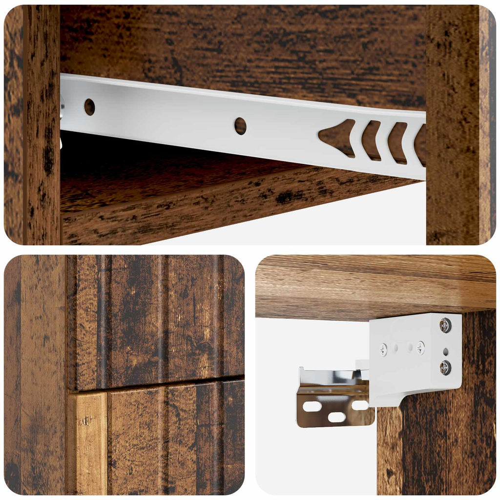 Wandmontierter Nachttisch Altholz 33 x 34,5 x 43 cm