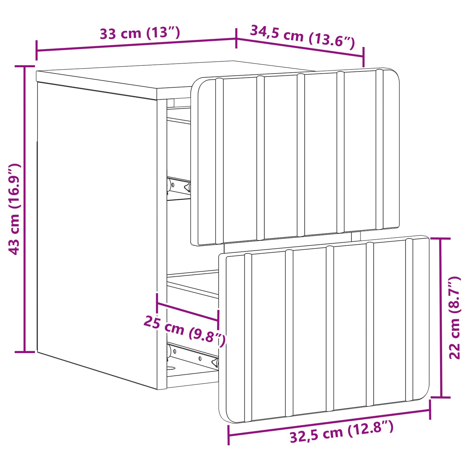 Wandmontierter Nachttisch 2 pcs Artisan-Eiche 33 x 34,5 x 43 cm
